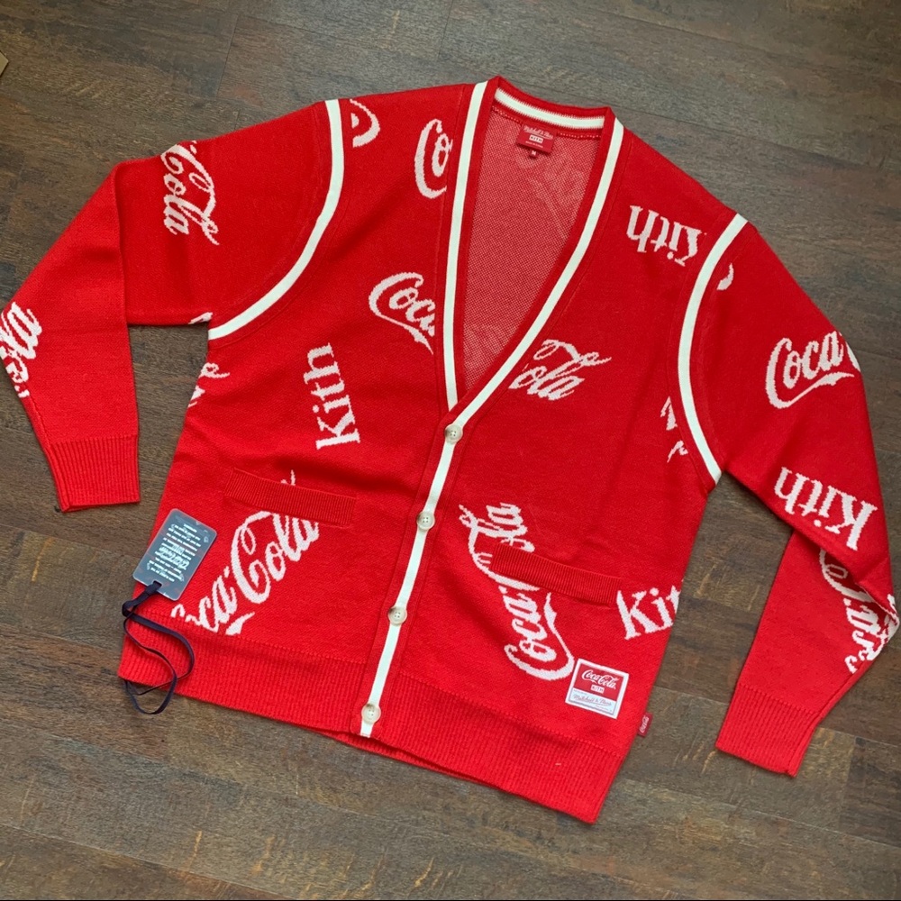 NWT Kith x Coca- Cola x Mitchell & Ness cardigan